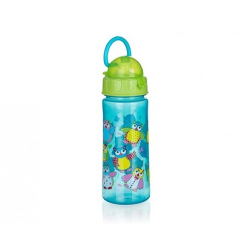 BANQUET Plastikowa butelka ze słomką Sowy 500 ml Zielona 12628000G