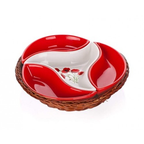 BANQUET Miseczki w koszyku 4 szt. Red Poppy 23 cm 601556RP BANQUET Miseczki w koszyku 4 szt. Red Poppy 23 cm 601556RP