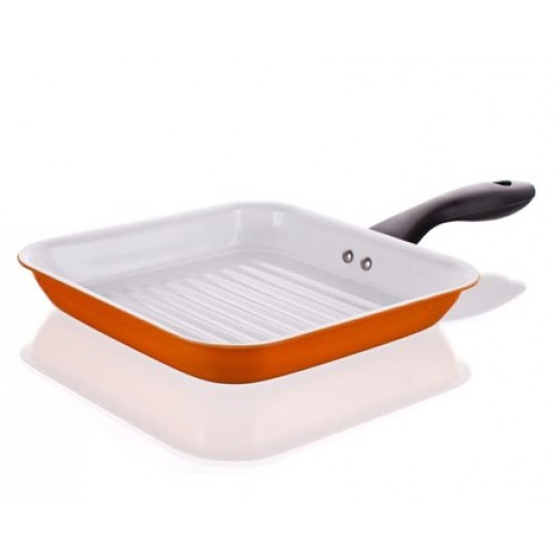 BANQUET Patelnia z powierzchnią ceramiczną Stek 24 cm Finezza pomarańczowa/biała 40FIN24OR