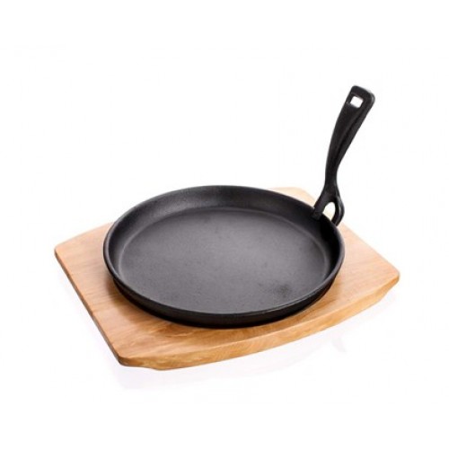 BANQUET Patelnia żeliwna na drewnianej desce, 22cm Grada 40LP002