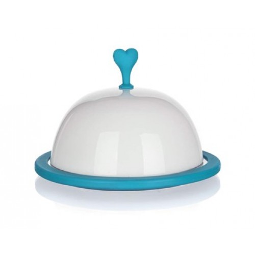 BANQUET Taca na ciasto z pokrywką 15 cm Color Plus Blue biały/niebieski 60338021B
