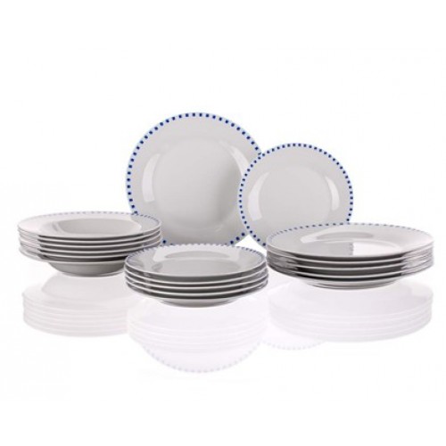 BANQUET CUBITO BLUE 18-częściowy zestaw obiadowy biały/niebieski 60XFW112119