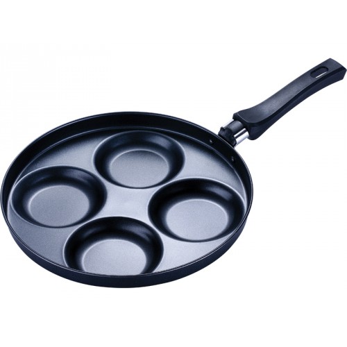 BERGNER Patelnia na racuchy, placki i jajka sadzone stal węglowa, 24,5 cm, czarna RB-1515