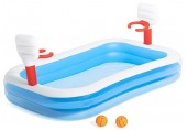 BESTWAY Family Pool Basen ogrodowy z koszykówką, 251 x 168 x 102 cm 54122