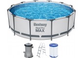 BESTWAY Steel Pro Max Basen stelażowy 366 x 100 cm,z filtracją kartuszową 56418