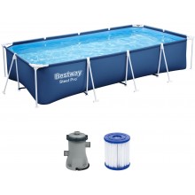 BESTWAY Steel Pro Basen stelażowy 400 x 211 x 81 cm, z filtracją kartuszową 56424