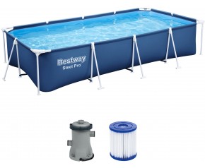 BESTWAY Steel Pro Basen stelażowy 400 x 211 x 81 cm, z filtracją kartuszową 56424