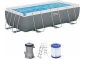 BESTWAY Power Steel Basen stelażowy 404 x 201 x 100 cm, z filtracją kartuszową 56441