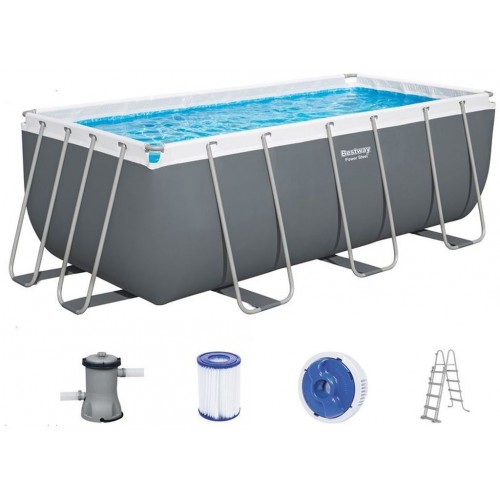 BESTWAY Power Steel Basen stelażowy 412 x 201 x 122 cm, z filtracją kartuszową 56456