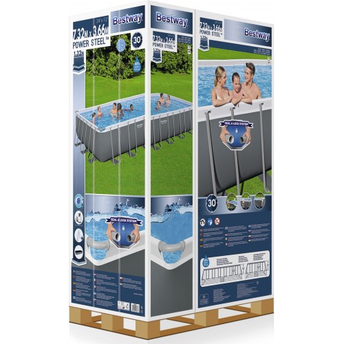 BESTWAY Power Steel Basen stelażowy 732 x 366 x 132 cm, z filtracją piaskową 56475