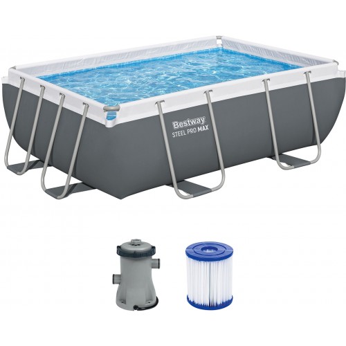 BESTWAY Power Steel Basen stelażowy 282 x 196 x 84 cm, z filtracją kartuszową 56629
