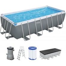 BESTWAY Power Steel Basen stelażowy 488 x 244 x 122 cm, z filtracją kartuszową 56670