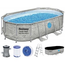 BESTWAY Power Steel Swim Vista Basen 427 x 250 x 100 cm, z filtracją kartuszową 56714