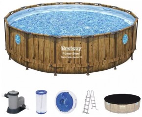 BESTWAY Power Steel Swim Vista Basen stelażowy 488 x 122 cm, z filtracją kartuszową 56725