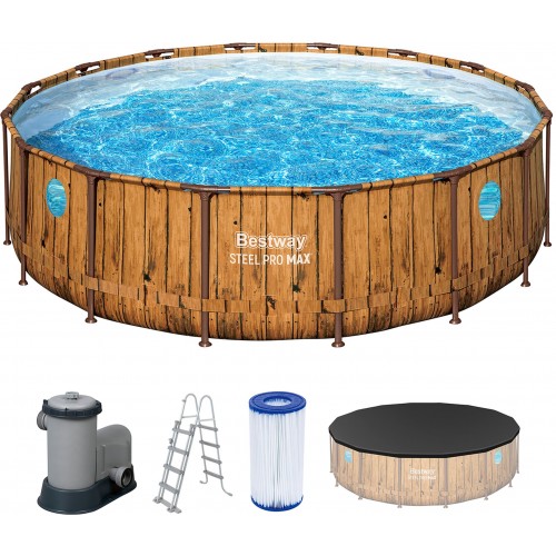 BESTWAY Power Steel Swim Vista Basen stelażowy 488 x 122 cm, z filtracją kartuszową 56725