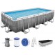 BESTWAY Power Steel Basen prostokątny 488 x 244 x 122 cm, z filtracją kartuszową 56996