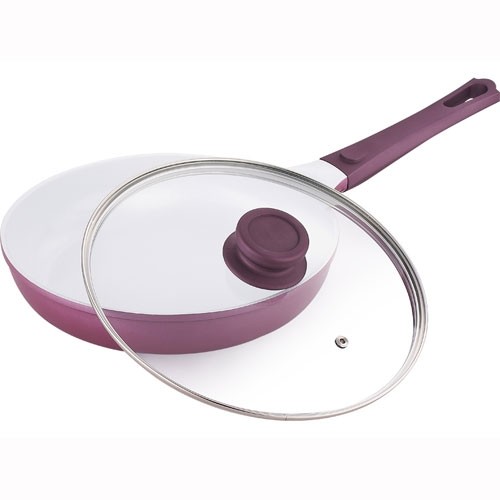 BERGNER Patelnia ceramiczna z pokrywą 28 cm VIOFLAM fioletowa BG-1974 BERGNER Patelnia ceramiczna z pokrywą 28 cm VIOFLAM fioletowa BG-1974