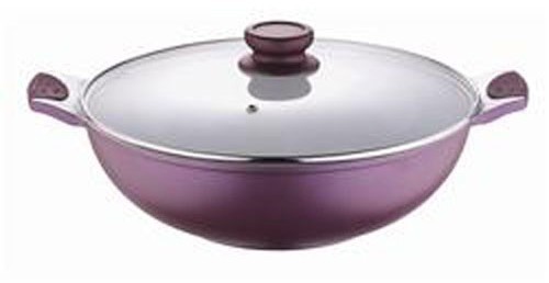 BERGNER Ceramiczna patelnia WOK z pokrywką 30 cm VIOFLAM fioletowa BG-6753