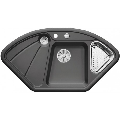 BLANCO DELTA ceramika PuraPlus bazaltowy z korkiem InFino 523723