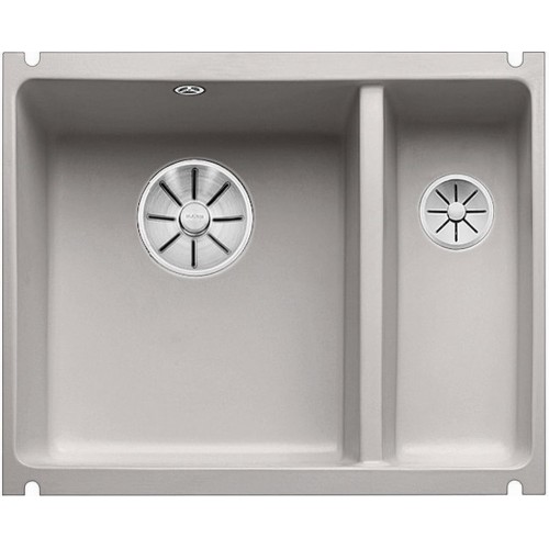 BLANCO SUBLINE 350/150-U szarość aluminium bez korka aut. z korkami InFino 523745