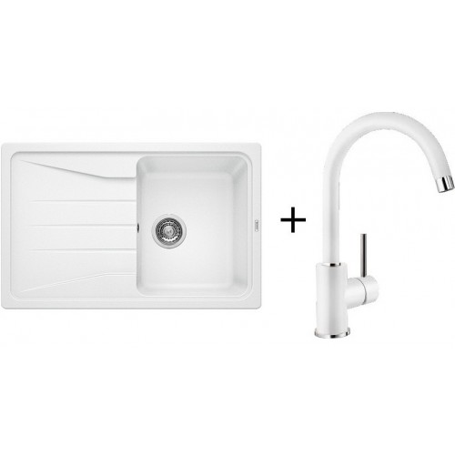 BLANCO Set zlewozmywak Sona 45 S Silgranit®PuraDur® + bateria MIDA, biały BLANCO Set zlewozmywak Sona 45 S Silgranit®PuraDur® + bateria MIDA, biały