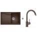 BLANCO Set zlewozmywak Sona 45 S Silgranit®PuraDur® + bateria MIDA, kawowy