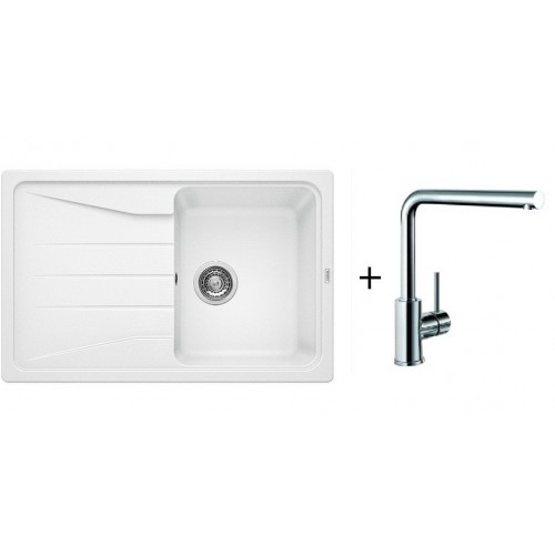 BLANCO Set zlewozmywak Sona 45 S Silgranit®PuraDur® biały + bateria MILA BLANCO Set zlewozmywak Sona 45 S Silgranit®PuraDur® biały + bateria MILA