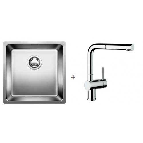 BLANCO SET ANDANO 400-U, zlewozmywak stal szlachetna + bateria kuchenna LINUS-S chrom 
