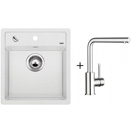 BLANCO SET zlewozmywak DALAGO 45 Silgranit® biały + bateria kuchenna MILA chrom