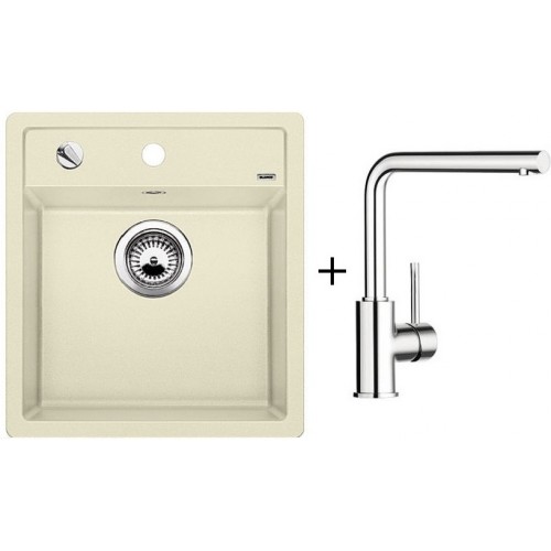 BLANCO SET zlewozmywak DALAGO 45 Silgranit® jaśmin + bateria kuchenna MILA chrom BLANCO SET zlewozmywak DALAGO 45 Silgranit® jaśmin + bateria kuchenna MILA chrom