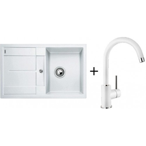 BLANCO SET METRA 45 S Compact Silgranit® biały + bateria kuchenna MIDA biała