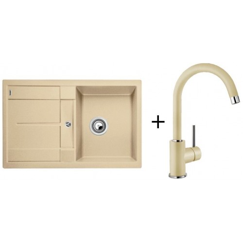 BLANCO Set Zlewozmywak METRA 45 S Silgranit® + bateria MIDA szampan