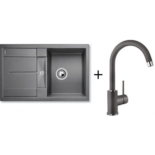 BLANCO Set Zlewozmywak METRA 45 S Silgranit® + bateria MIDA szarość skały