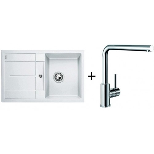BLANCO Set Zlewozmywak METRA 45 S Silgranit® biały + bateria MILA BLANCO Set Zlewozmywak METRA 45 S Silgranit® biały + bateria MILA