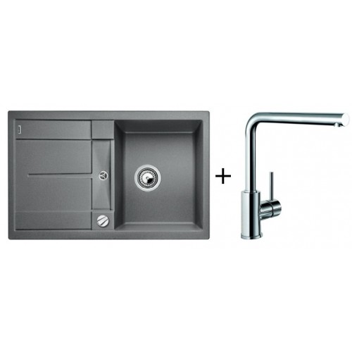 BLANCO Set Zlewozmywak METRA 45 S Silgranit® alumetalik + bateria MILA BLANCO Set Zlewozmywak METRA 45 S Silgranit® alumetalik + bateria MILA