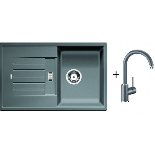 BLANCO SET ZIA 45 S Silgranit® alumetalik + bateria kuchenna MIDA alumetalik