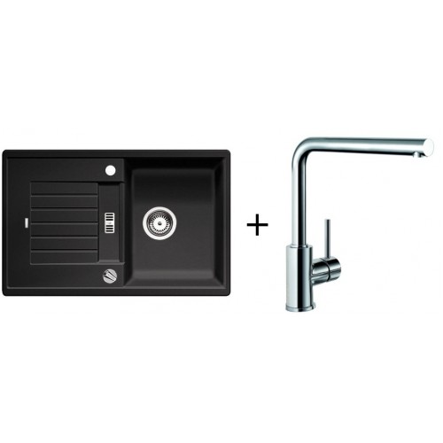 BLANCO SET ZIA 45 S Silgranit® antracyt + bateria kuchenna MilA chrom BLANCO SET ZIA 45 S Silgranit® antracyt + bateria kuchenna MilA chrom