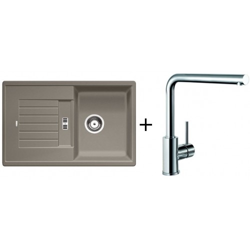 BLANCO SET ZIA 45 S Silgranit® tartufo + bateria kuchenna MilA chrom 
