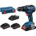 Bosch GSB 18V-55 Akumulatorowa wiertarko-wkrętarka udarowa 18V, 3x4,0Ah, L-Boxx 0615990L4L
