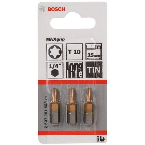 BOSCH Końcówka wkręcająca Max Grip T10, 25 mm 3szt. 2607001688 BOSCH Końcówka wkręcająca Max Grip T10, 25 mm 3szt. 2607001688