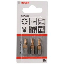 BOSCH Końcówka wkręcająca Max Grip T20, 25 mm 3szt. 2607001691