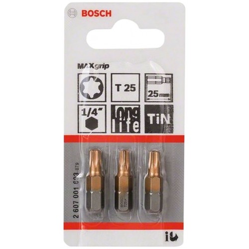 BOSCH Końcówka wkręcająca Max Grip T25, 25 mm 3szt. 2607001693