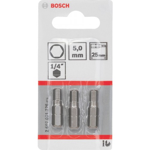 BOSCH Accessories Bit szcześciokątny, 5 mm, C 6.3, 3 szt. 2607001726