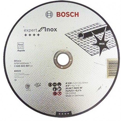 BOSCH Tarcza tnąca prosta Expert for Inox – Rapido AS 46 T INOX BF, 230 mm, 1,9 mm 2608603