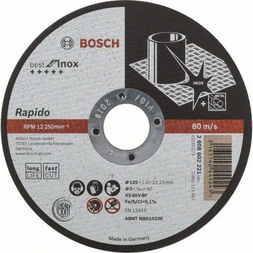 BOSCH Rapido Longlife Tarcza tnąca 125 x 22,2 x 1 mm 2608602221