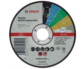 BOSCH Tarcza tnąca prosta Rapido Multi Construction ACS 60 V BF, 125 mm, 1,0 mm 2608602385