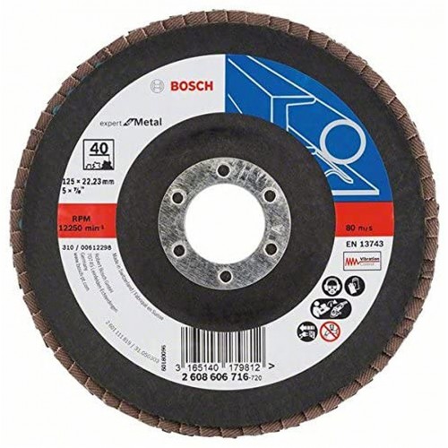 BOSCH Listkowa tarcza szlifierska X551, 125x22,23mm, 80, wygięta 2608606718