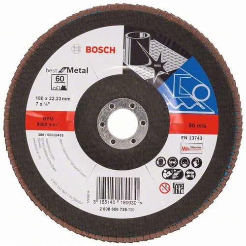 BOSCH Best for Metal Listkowa tarcza szlifierska X571, 180x22,2mm, 80 2608606739