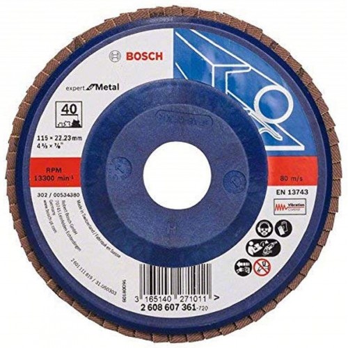 BOSCH Expert for Metal Listkowa tarcza szlifierska X551, 115x 22,23mm, G40, 2608607361