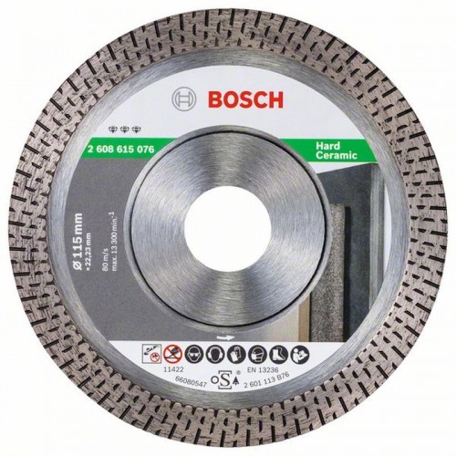 BOSCH Diamentowa tarcza tnąca Best for Hard Ceramic 115 x 22,23 x 1,4 x 10 mm, 2608615076